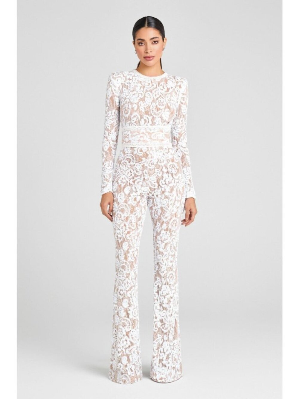 Nadine Merabi Bella White Lace Jumpsuit XXL NWT